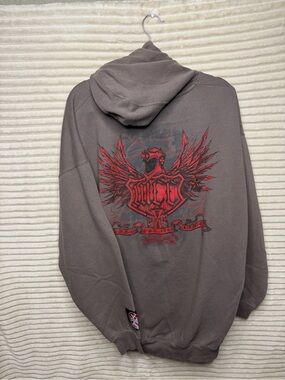 Men's Gray West Coast Choppers Hoodie with Red Wing Crest Graphic